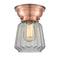 Chatham Flush Mount shown in the Antique Copper finish with a Clear shade