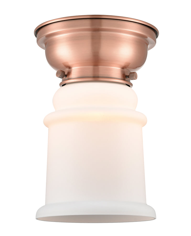 Canton Flush Mount shown in the Antique Copper finish with a Matte White shade