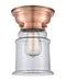 Canton Flush Mount shown in the Antique Copper finish with a Clear shade