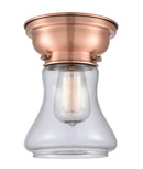 Bellmont Flush Mount shown in the Antique Copper finish with a Clear shade