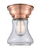 Bellmont Flush Mount shown in the Antique Copper finish with a Clear shade