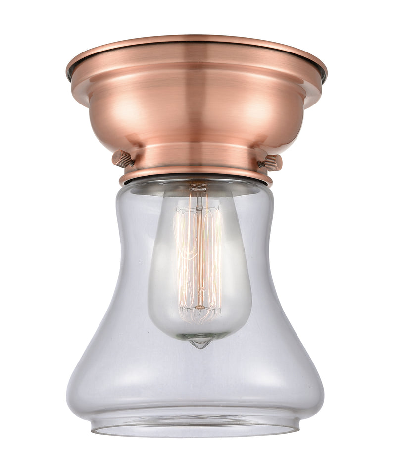 Bellmont Flush Mount shown in the Antique Copper finish with a Clear shade