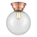 Beacon Flush Mount shown in the Antique Copper finish with a Seedy shade