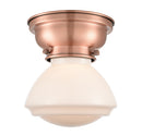 Olean Flush Mount shown in the Antique Copper finish with a Matte White shade