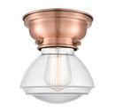 Olean Flush Mount shown in the Antique Copper finish with a Clear shade