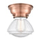 Olean Flush Mount shown in the Antique Copper finish with a Seedy shade