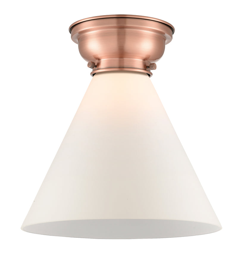 Cone Flush Mount shown in the Antique Copper finish with a Matte White shade