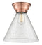 Cone Flush Mount shown in the Antique Copper finish with a Seedy shade