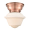 Oxford Flush Mount shown in the Antique Copper finish with a Matte White shade