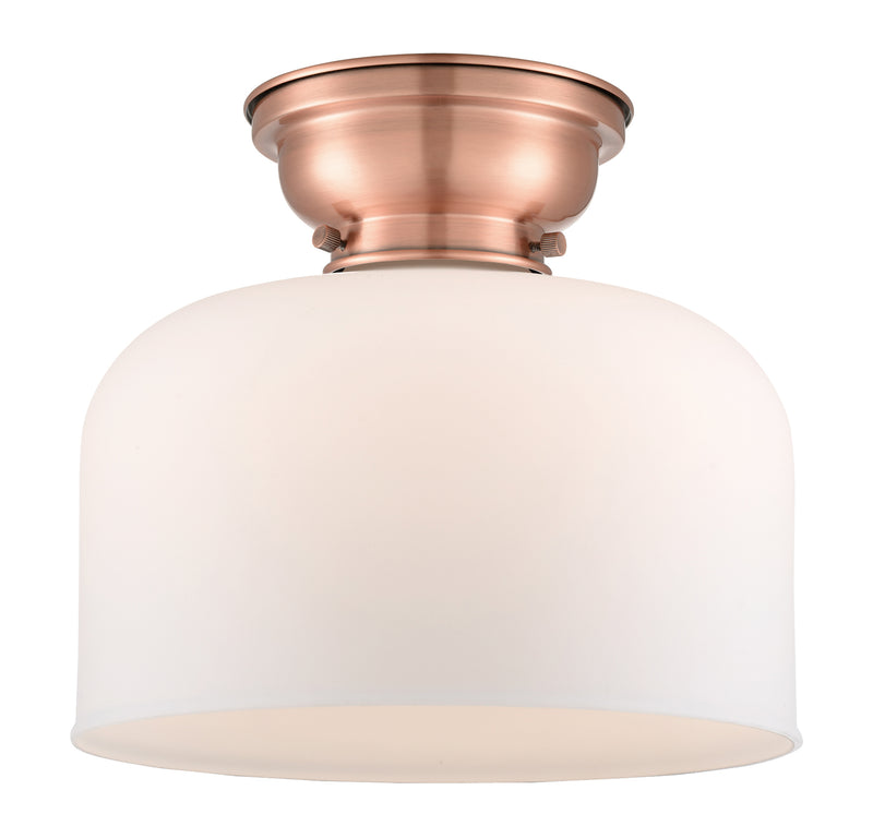 Bell Flush Mount shown in the Antique Copper finish with a Matte White shade