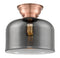 Bell Flush Mount shown in the Antique Copper finish with a Plated Smoke shade