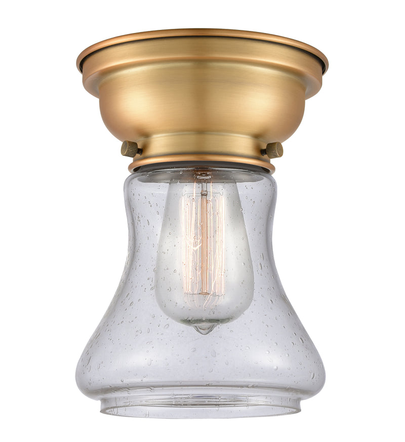 Bellmont Flush Mount shown in the Brushed Brass finish with a Seedy shade