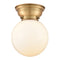 Beacon Flush Mount shown in the Brushed Brass finish with a Matte White shade