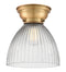 Seneca Falls Flush Mount shown in the Brushed Brass finish with a Clear Halophane shade