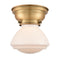 Olean Flush Mount shown in the Brushed Brass finish with a Matte White shade