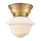 Oxford Flush Mount shown in the Brushed Brass finish with a Matte White shade