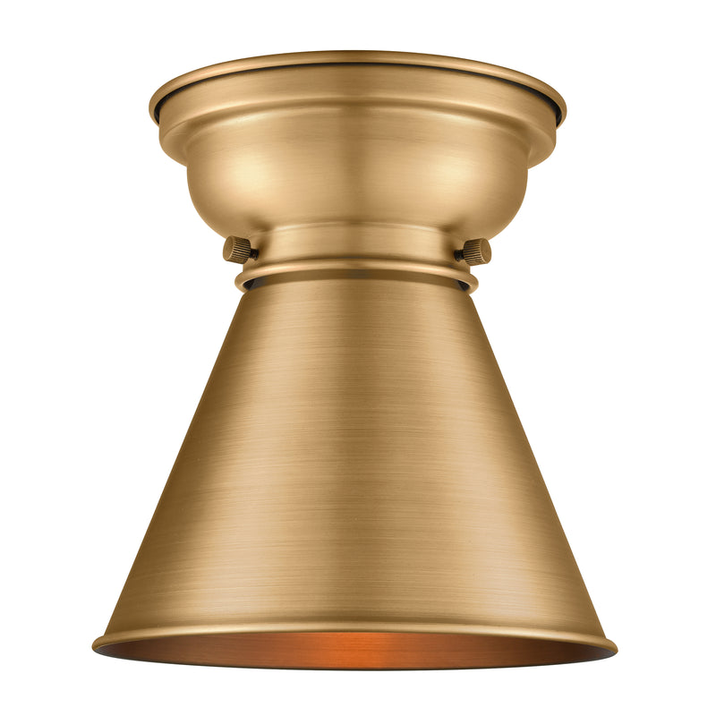 Appalachian Flush Mount shown in the Brushed Brass finish with a Brushed Brass shade