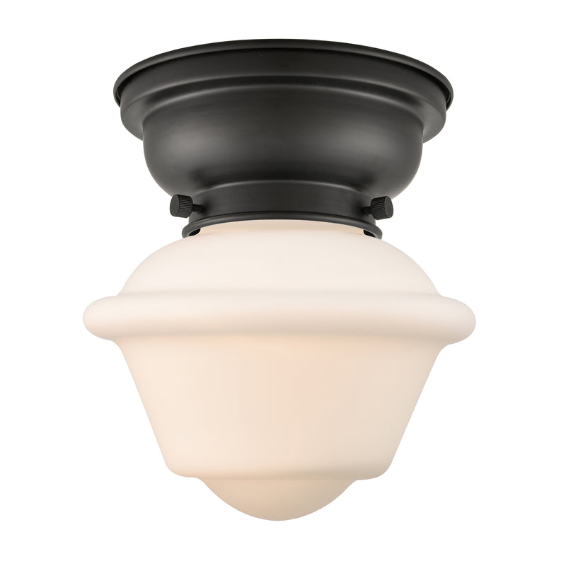 Oxford Flush Mount shown in the Matte Black finish with a Matte White shade