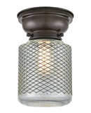 Stanton Flush Mount shown in the Oil Rubbed Bronze finish with a Clear Wire Mesh shade