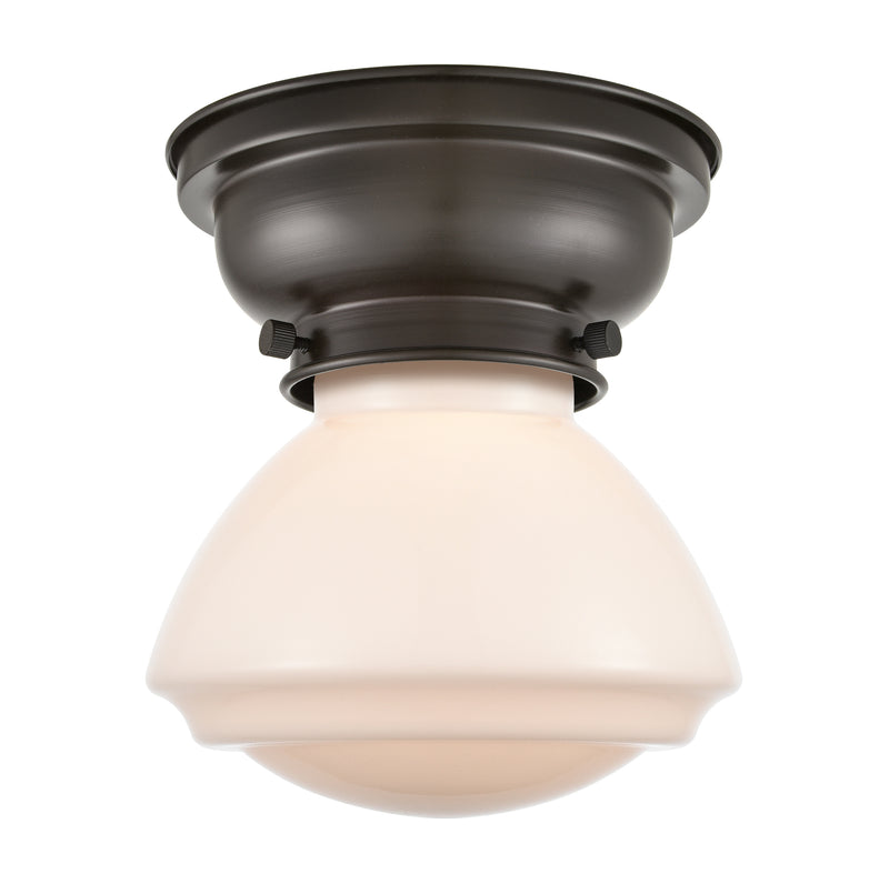 Olean Flush Mount shown in the Oil Rubbed Bronze finish with a Matte White shade