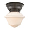 Oxford Flush Mount shown in the Oil Rubbed Bronze finish with a Matte White shade