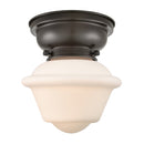 Oxford Flush Mount shown in the Oil Rubbed Bronze finish with a Matte White shade