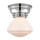 Olean Flush Mount shown in the Polished Chrome finish with a Matte White shade