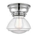 Olean Flush Mount shown in the Polished Chrome finish with a Clear shade