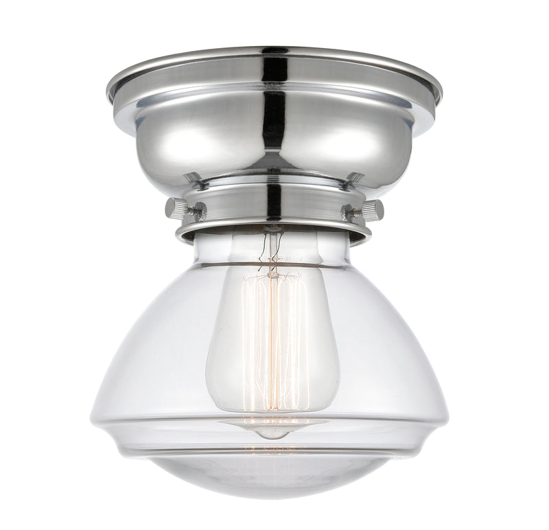 Olean Flush Mount shown in the Polished Chrome finish with a Clear shade