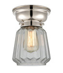 Chatham Flush Mount shown in the Polished Nickel finish with a Clear shade