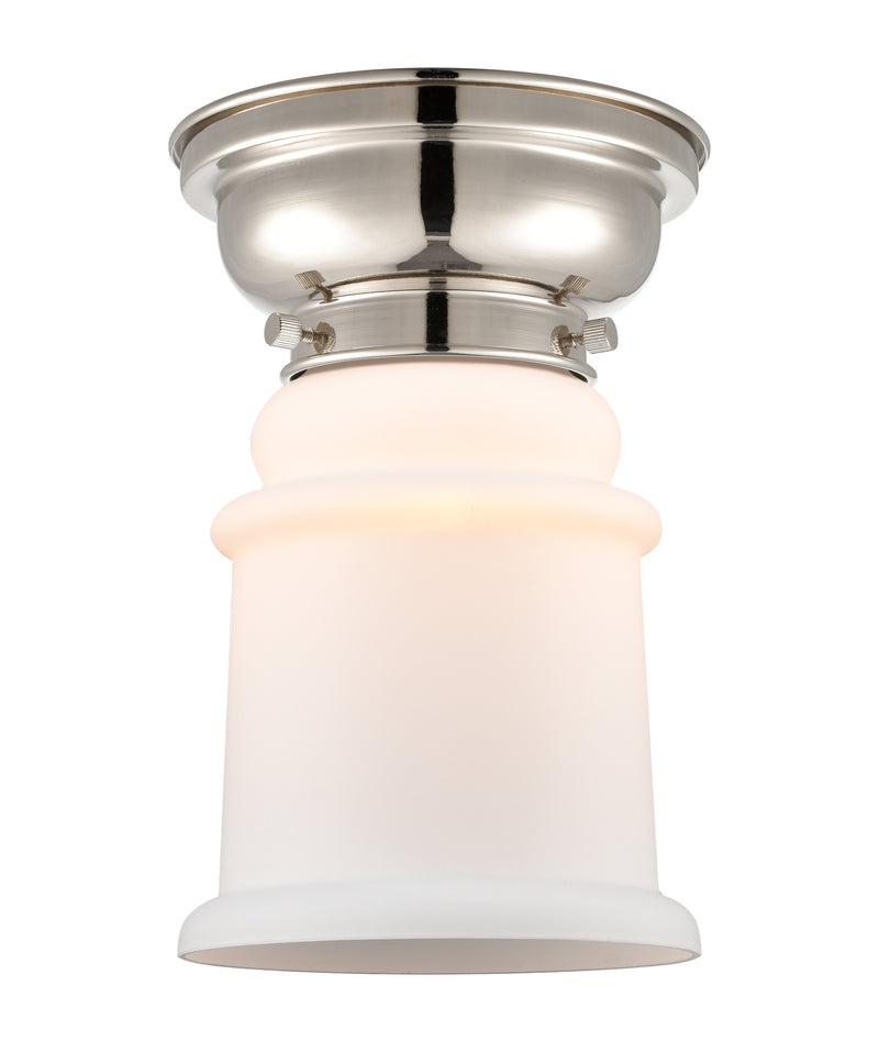 Canton Flush Mount shown in the Polished Nickel finish with a Matte White shade