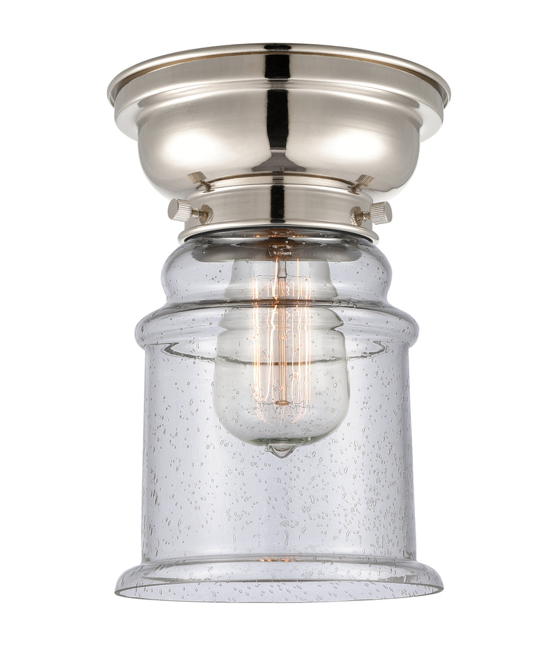 Canton Flush Mount shown in the Polished Nickel finish with a Seedy shade