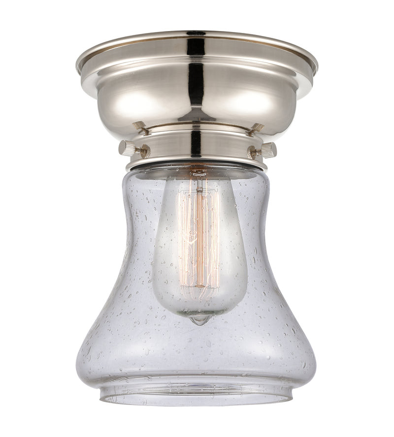 Bellmont Flush Mount shown in the Polished Nickel finish with a Seedy shade