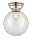 Beacon Flush Mount shown in the Polished Nickel finish with a Clear shade