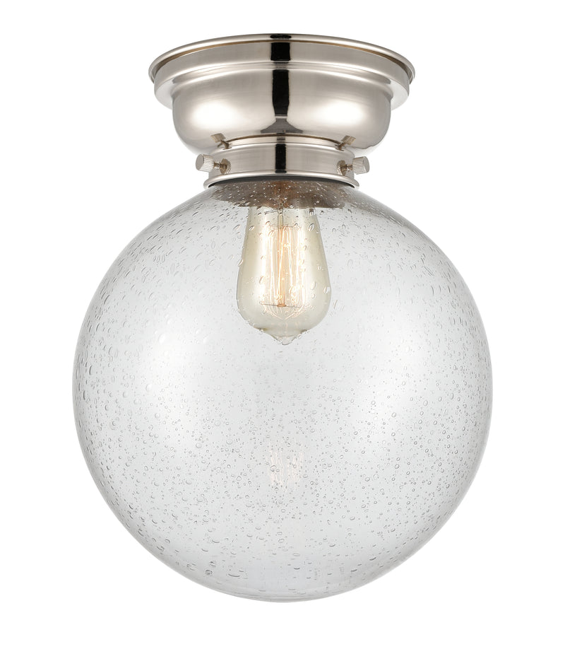 Beacon Flush Mount shown in the Polished Nickel finish with a Seedy shade