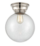 Beacon Flush Mount shown in the Polished Nickel finish with a Seedy shade