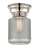 Stanton Flush Mount shown in the Polished Nickel finish with a Clear Wire Mesh shade