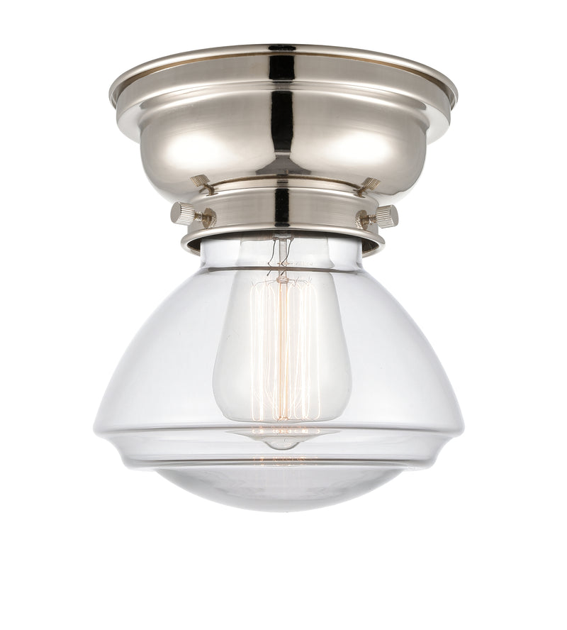 Olean Flush Mount shown in the Polished Nickel finish with a Clear shade