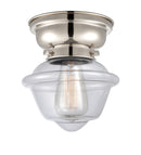 Oxford Flush Mount shown in the Polished Nickel finish with a Clear shade