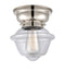 Oxford Flush Mount shown in the Polished Nickel finish with a Clear shade