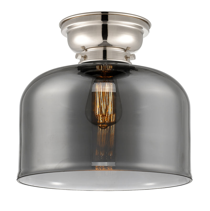 Bell Flush Mount shown in the Polished Nickel finish with a Plated Smoke shade