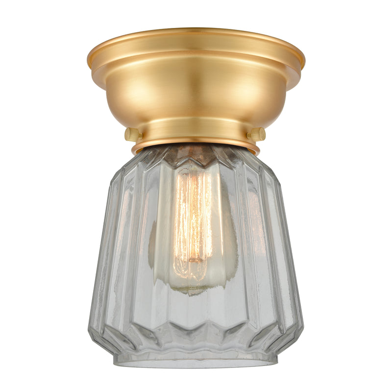 Chatham Flush Mount shown in the Satin Gold finish with a Clear shade