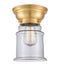 Canton Flush Mount shown in the Satin Gold finish with a Clear shade