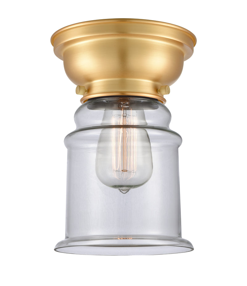 Canton Flush Mount shown in the Satin Gold finish with a Clear shade