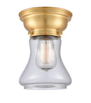 Bellmont Flush Mount shown in the Satin Gold finish with a Clear shade