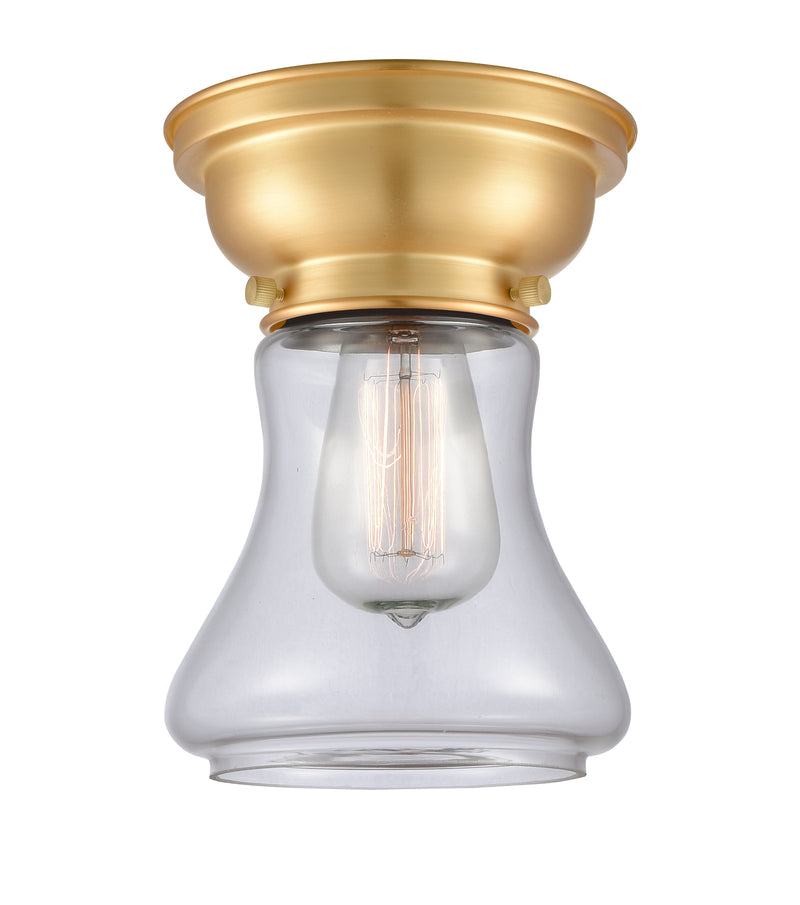 Bellmont Flush Mount shown in the Satin Gold finish with a Clear shade