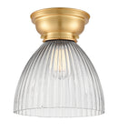 Seneca Falls Flush Mount shown in the Satin Gold finish with a Clear Halophane shade