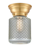 Stanton Flush Mount shown in the Satin Gold finish with a Clear Wire Mesh shade