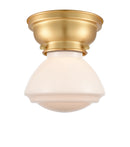 Olean Flush Mount shown in the Satin Gold finish with a Matte White shade