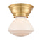 Olean Flush Mount shown in the Satin Gold finish with a Matte White shade